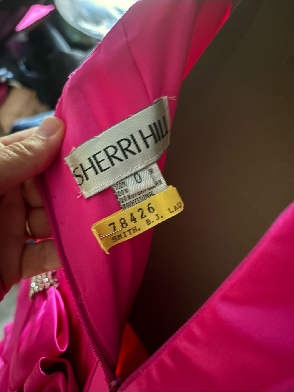 Sherri Hill Hot Pink Strapless Ruffle Bow Party Dress - Picture 3 of 3